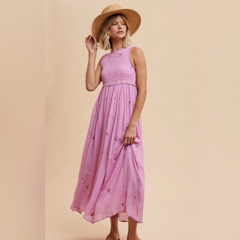 New In Loom Embroidered Smocked Dress